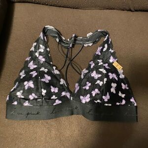 Pink Victoria’s Secret pink lace butterfly bralette